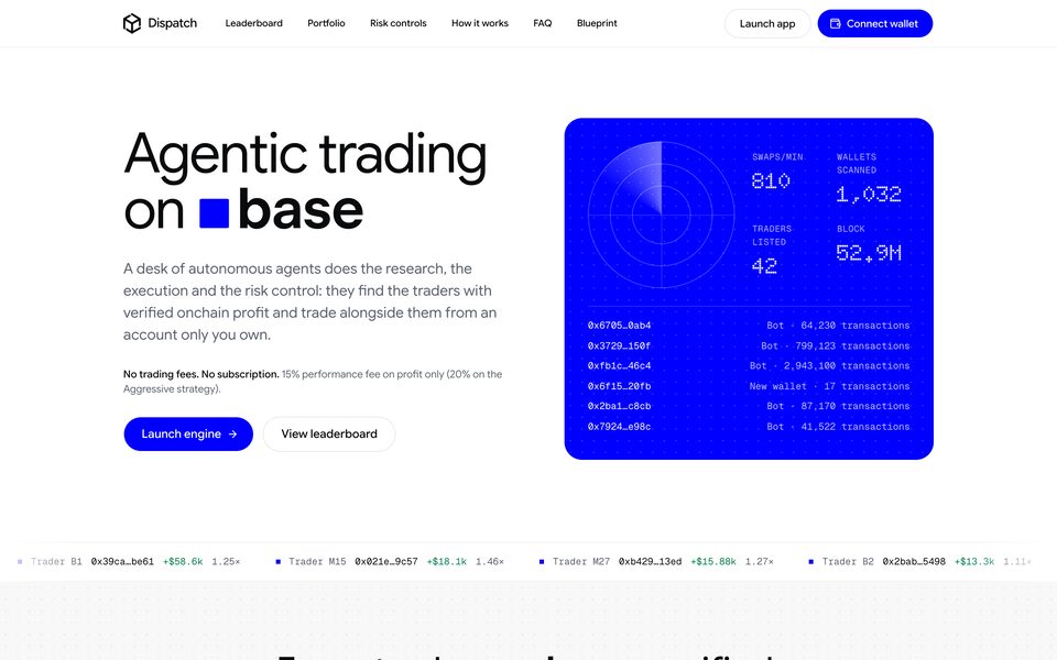 Landing page with the live Base radar
